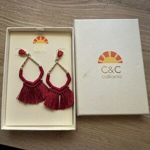 NIB C&C California red tassel earrings